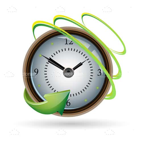 Abstract Clock with Concentric Circles and Arrow